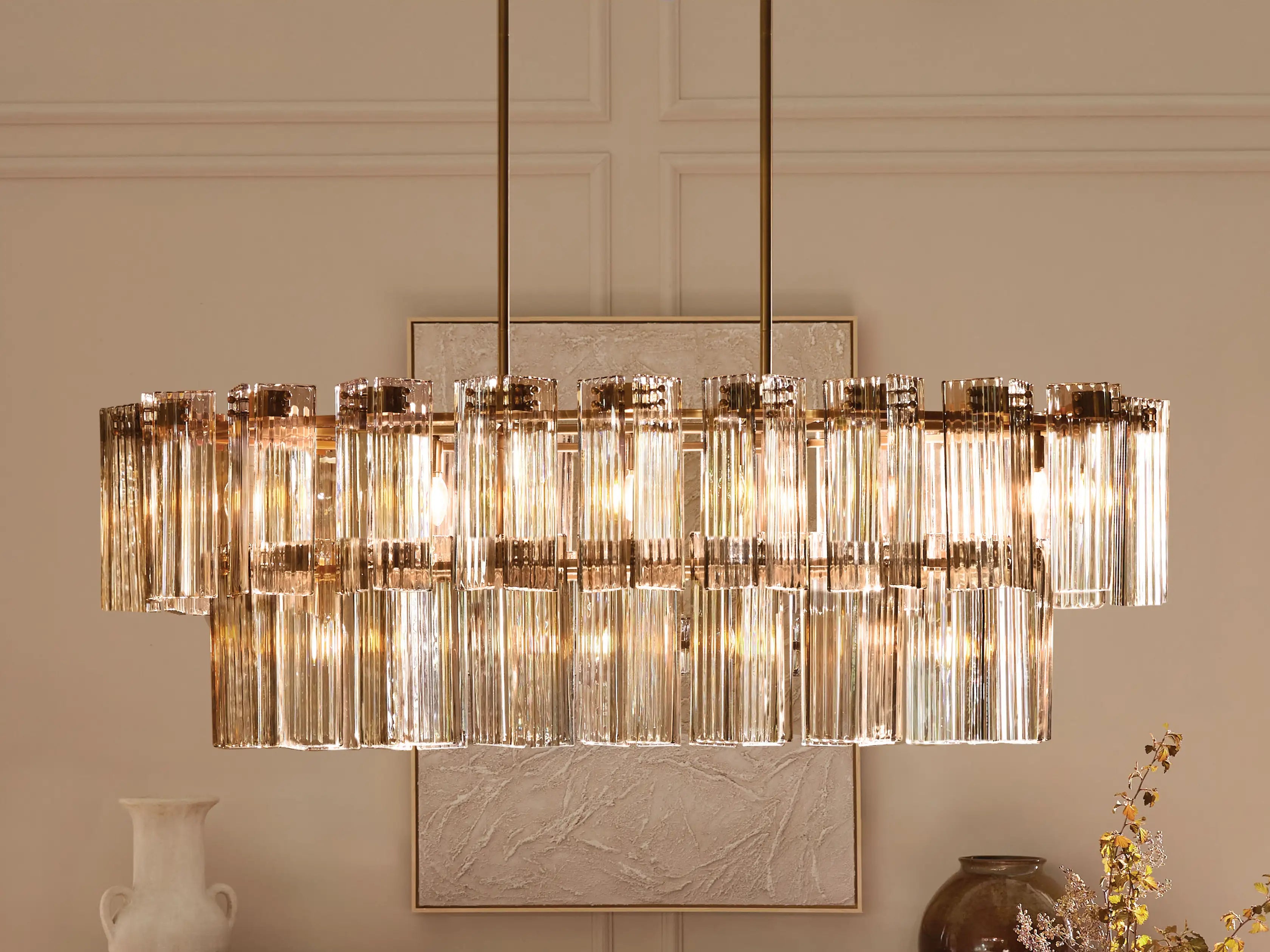 Delsie Oval Chandelier 51'' 63'' 72'' - Modern Crystal Ceiling Light Fixture for Dining Room, Living Room & Bedroom Lighting