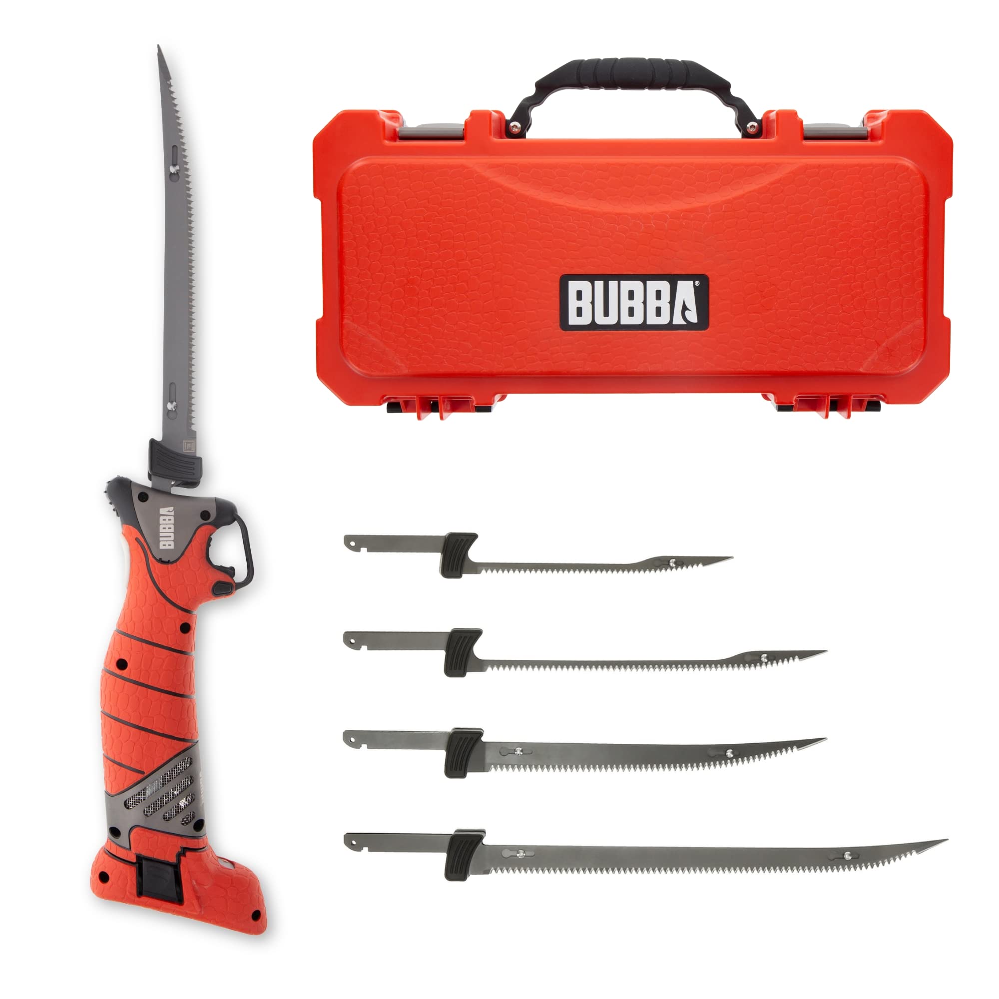 Bubba Pro Series Lithium-Ion Electric Fillet Knife - Non-Slip Grip Handle, 4 Titanium Nitride Coated Stainless Steel Blades, Includes Charger & Case - Perfect for Fishing, Camping, and Outdoor Cooking