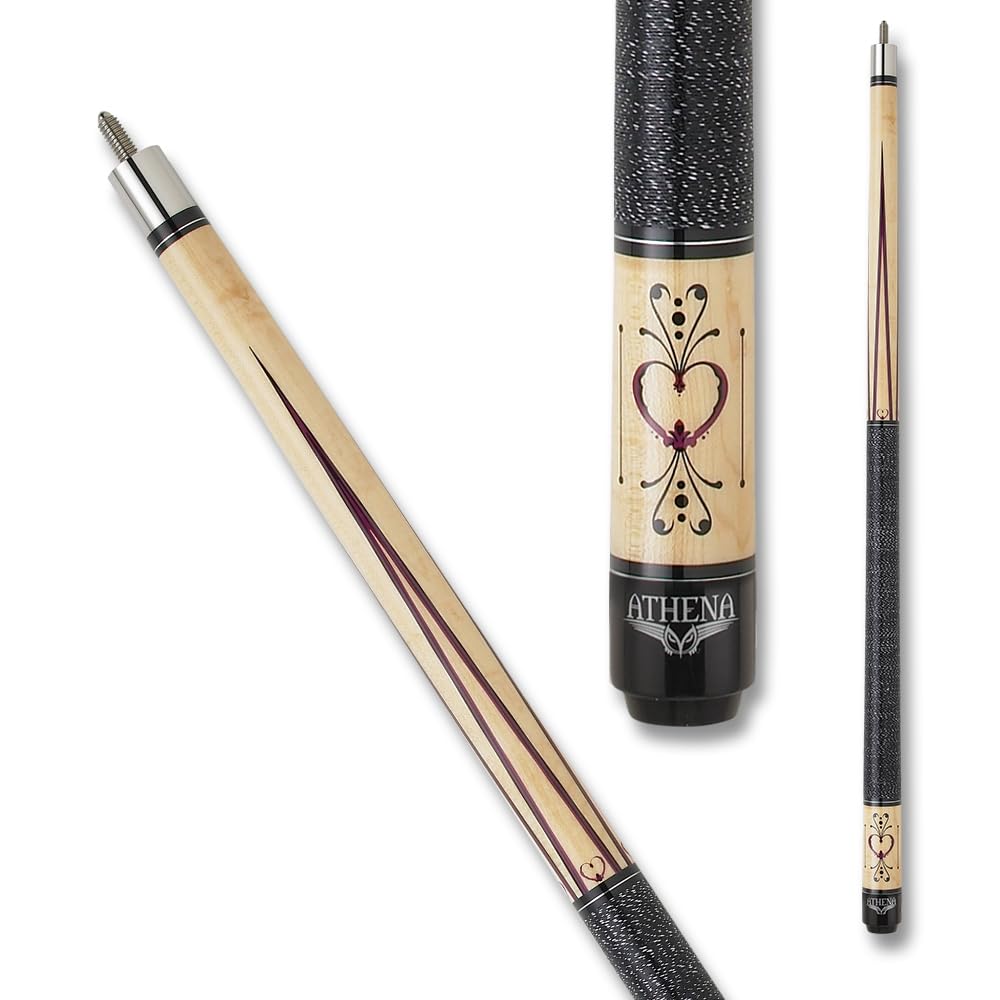 Athena ATH13 Heart Pin Stripe Pool Cue Stick - Professional Billiard Cue for Players - Perfect for Home Game Rooms, Bars & Pool Halls