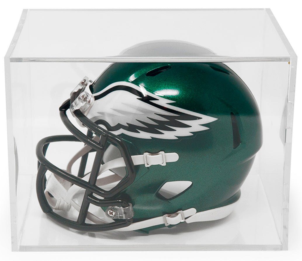 Mini Football Helmet Display Case - Clear Square Acrylic Showcase for Collectibles & Memorabilia - Perfect for Sports Fan Gifts, Man Cave Decor, and Trophy Display