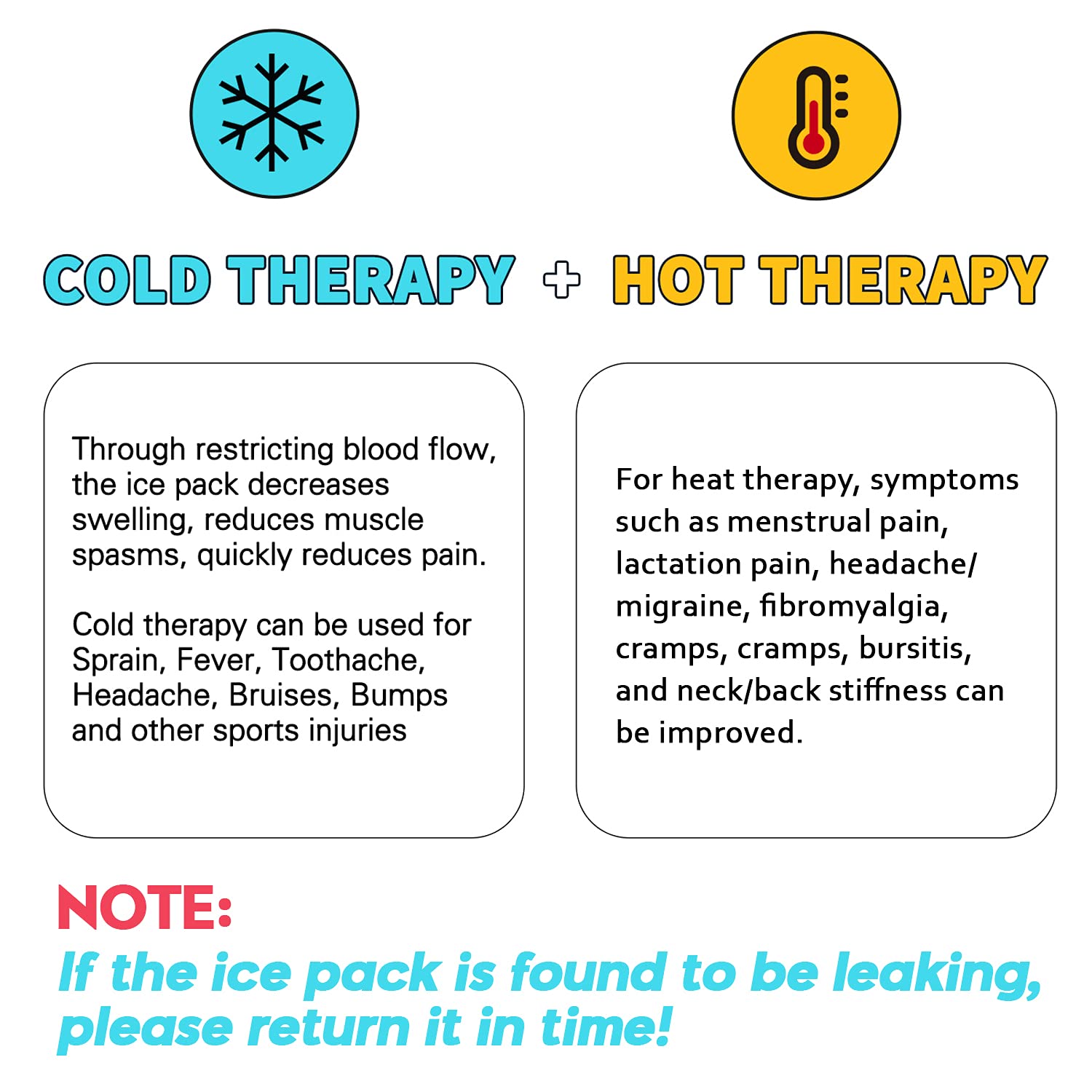 2 Pack Reusable Hot & Cold Therapy Ice Packs for Injuries - 9 Inch Sports Injury Ice Bag, Fast Relief for Back Pain, Headaches, Teeth Pain - Perfect for First Aid, Post-Workout Recovery & Home Healthcare