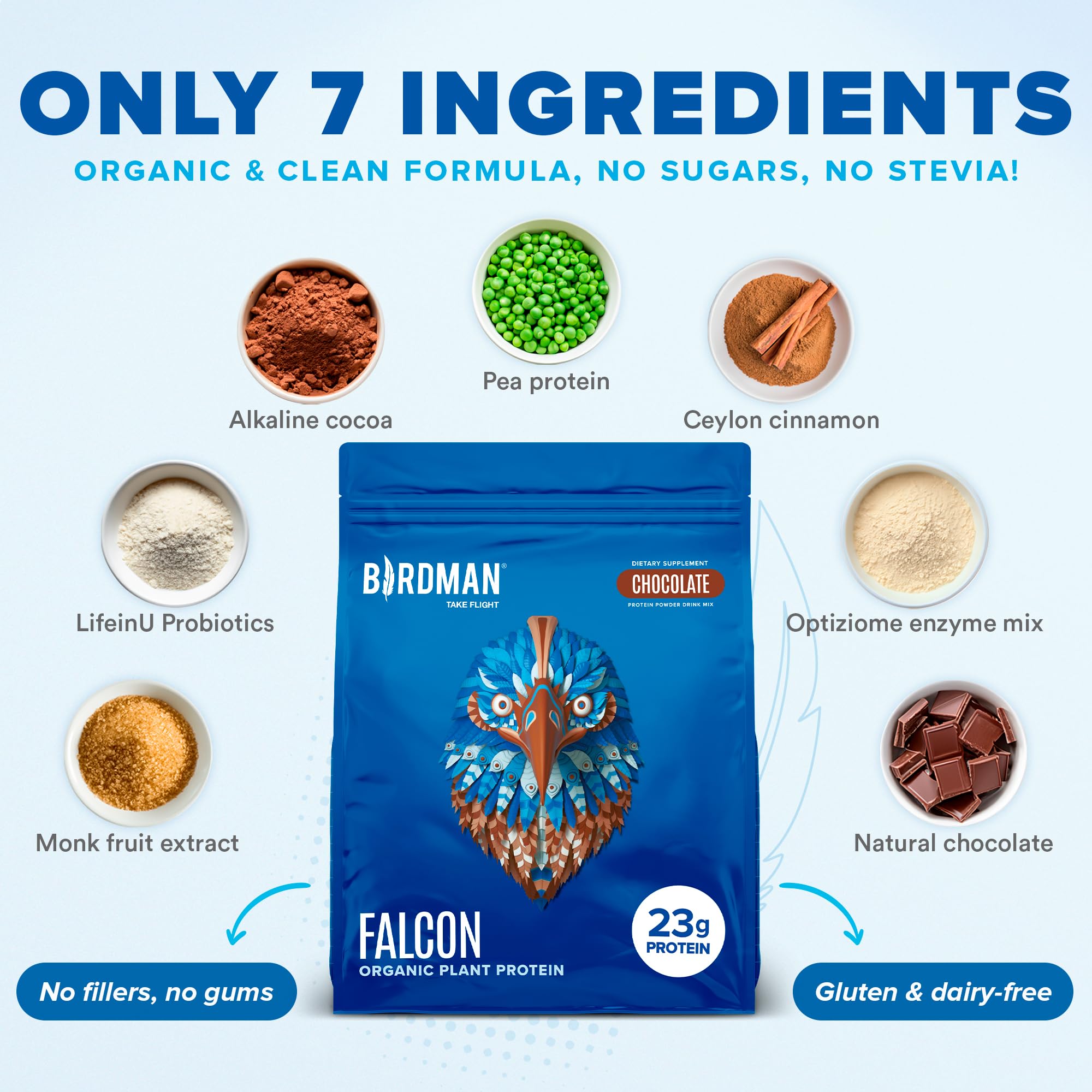 Organic Vegan Protein Powder - Plant Based, Stevia & Sugar Free, Low Carb, Keto Friendly, Dairy Free, Non Whey with Probiotics | Pea Protein Chocolate Flavor (60 Servings, 3.9lb) for Smoothies, Baking & Post-Workout Recovery
