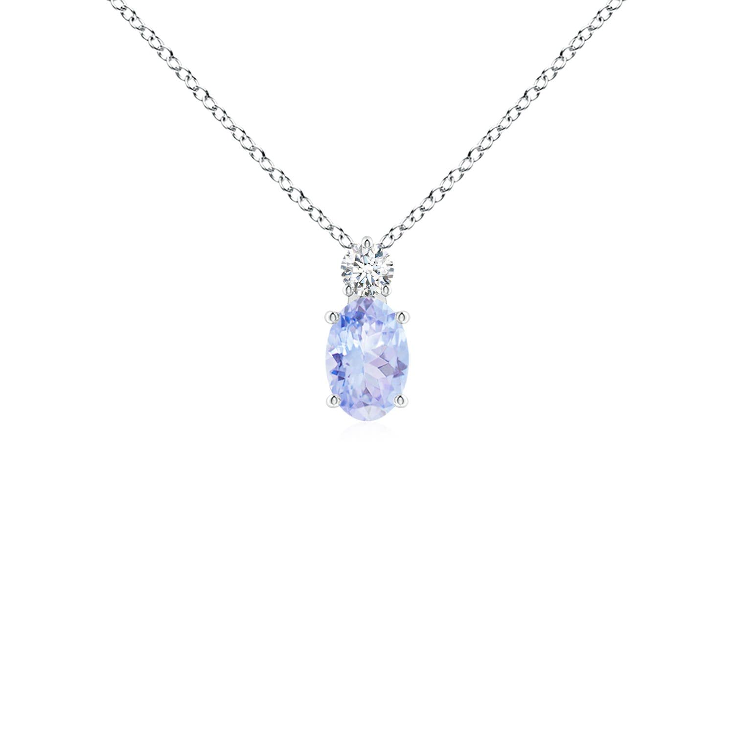 Natural Oval Tanzanite Solitaire Pendant with Diamond Accents in Sterling Silver, 14K Gold or Platinum | December Birthstone Jewelry for Women | Perfect Birthday, Engagement, Anniversary & Wedding Gift | Elegant for Evening Wear, Date Nights & Special Occasions