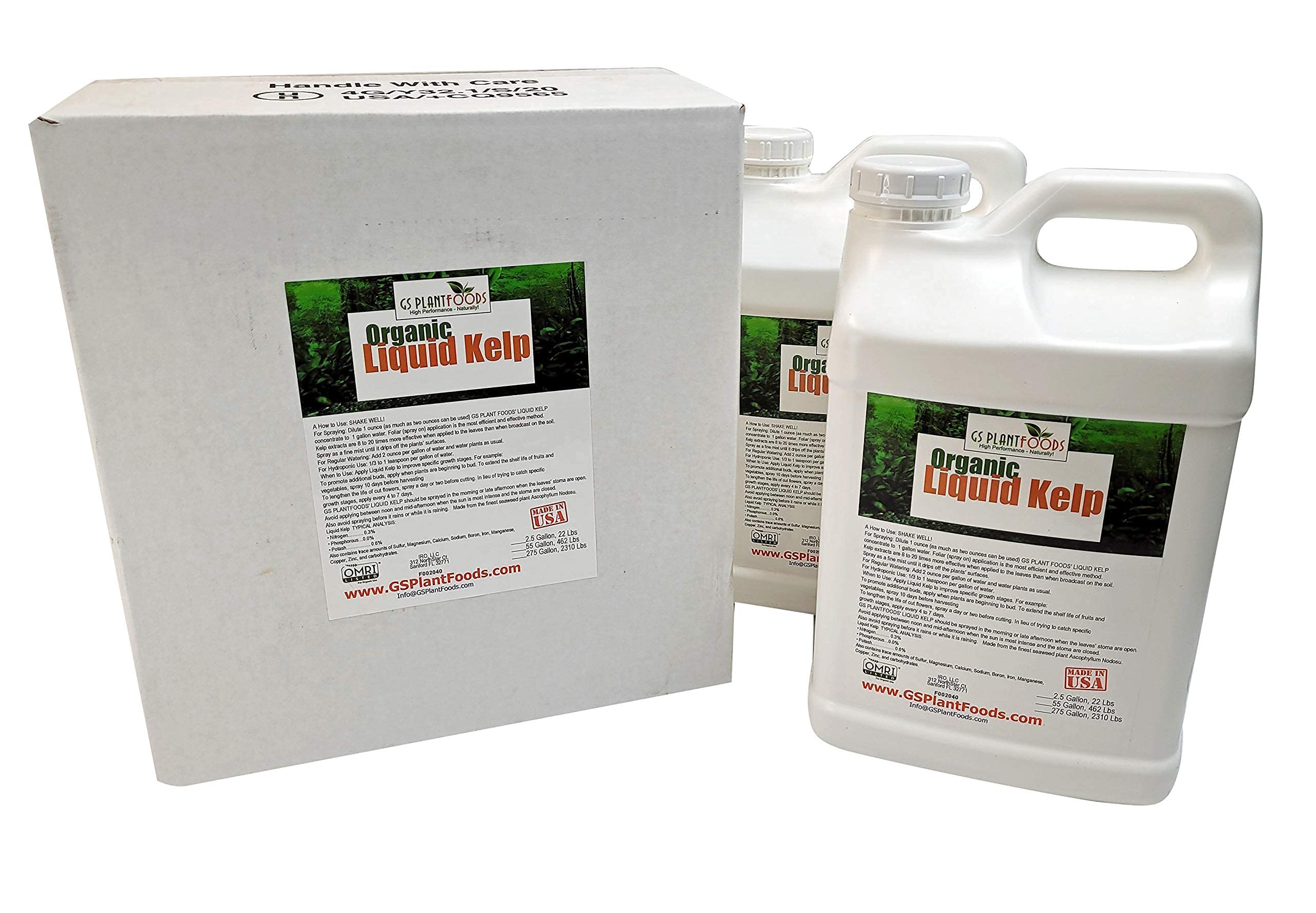 Organic Liquid Kelp Fertilizer by GS Plant Foods (5 Gallon) - Natural Plant Food for Gardens, Lawns, Soil & Hydroponics - Concentrated Seaweed Extract for Healthy Plant Growth - Ideal for Vegetables, Flowers, Trees & Indoor Plants