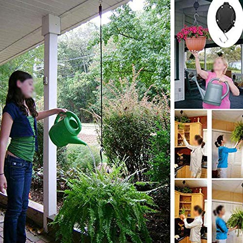 **Heavy Duty Retractable Plant Pulley Hook - Easy Reach Hanging Basket Hook for Garden Pots & Flower Baskets (1 Hook) - Perfect for Balcony, Patio & Indoor Plant Display**