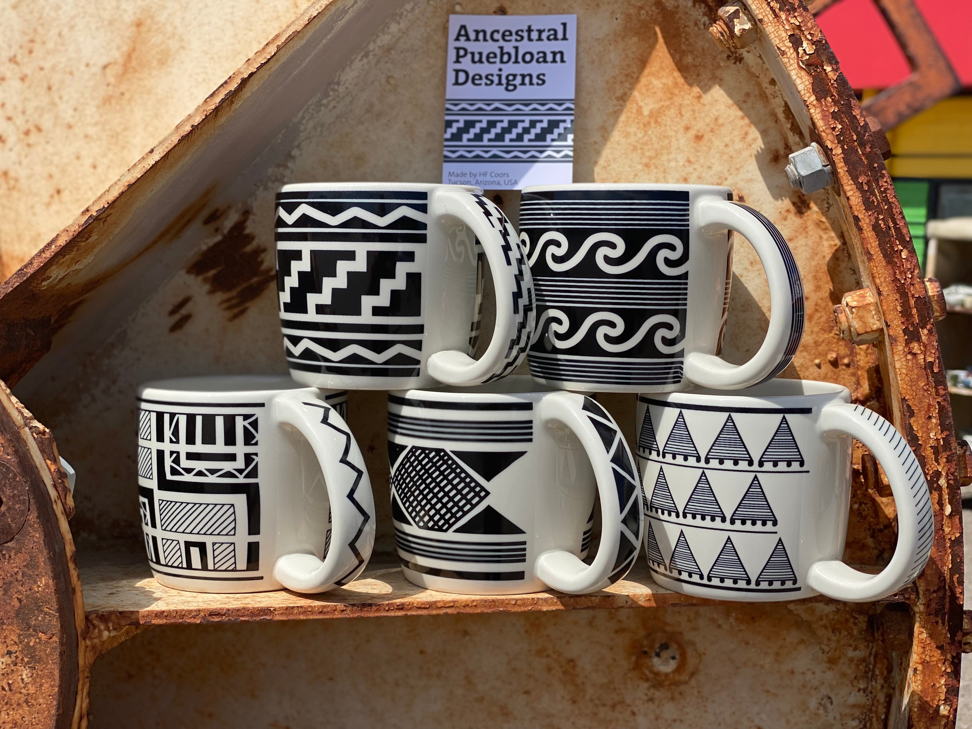 Premium Diamondback Black & White Ceramic Mug with Cliff Dweller Ancestral Puebloan Design - Perfect for Coffee, Tea & Office Use, Great Gift for History Lovers & Southwest Style Enthusiasts