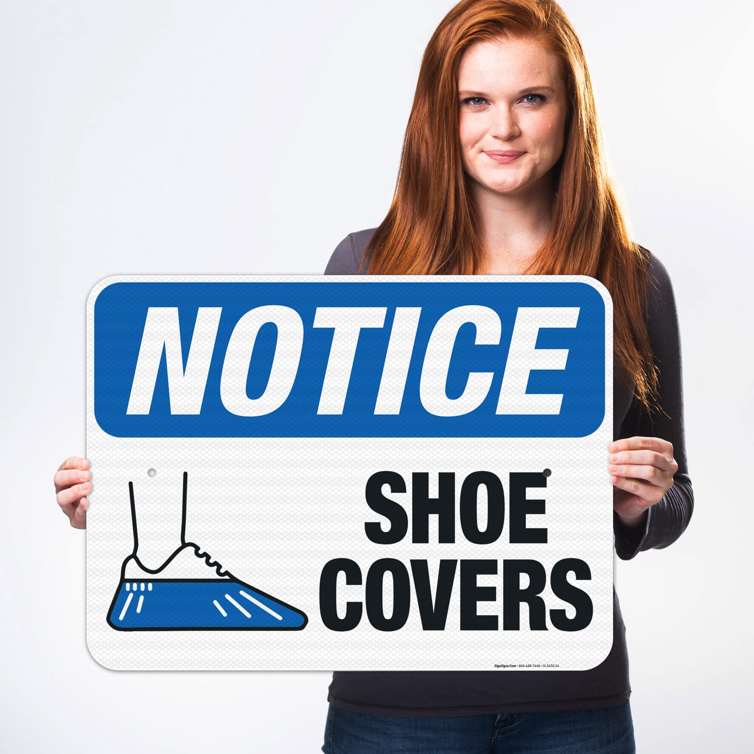 3M EGP Reflective OSHA Shoe Covers Sign - 18x24 Inches, .080 Aluminum, Fade Resistant for Indoor/Outdoor Use - Made in USA | Workplace Safety & Hygiene Compliance