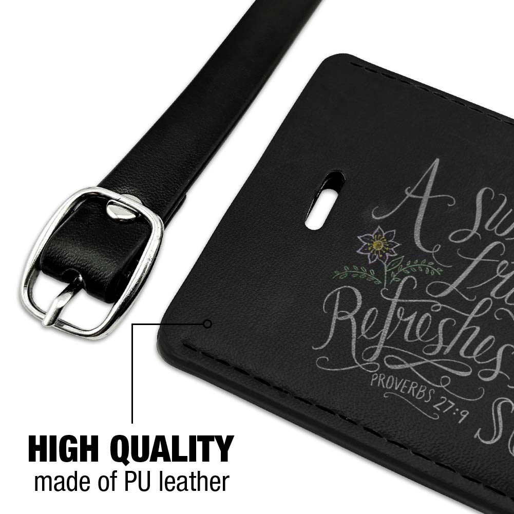Sweet Friendship Refreshes Soul Leather Luggage Tag - Personalized Rectangle ID Card Holder for Travel Bags & Suitcases - Perfect for Vacation, Business Trips & Gift Giving