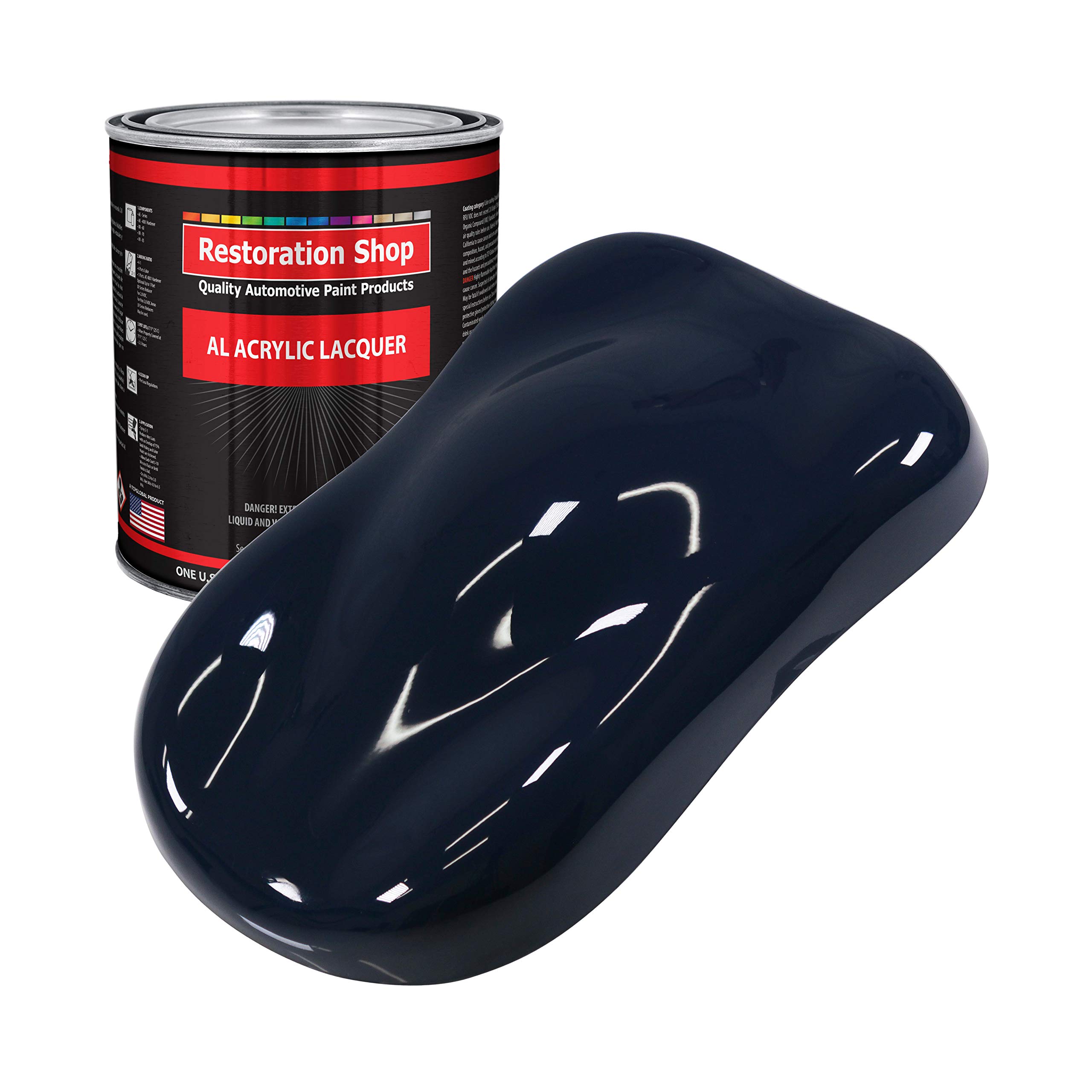 Restoration Shop Midnight Blue Acrylic Lacquer Auto Paint - 1 Gallon Professional Gloss Finish for Cars, Trucks, Guitars & Furniture Refinishing - Perfect for Automotive Restoration & DIY Projects