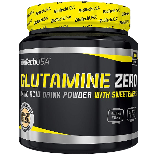 BioTechUSA Glutamine Zero Powder - Lemon Flavor 300g | Post-Workout Recovery & Muscle Support Supplement for Athletes & Fitness Enthusiasts