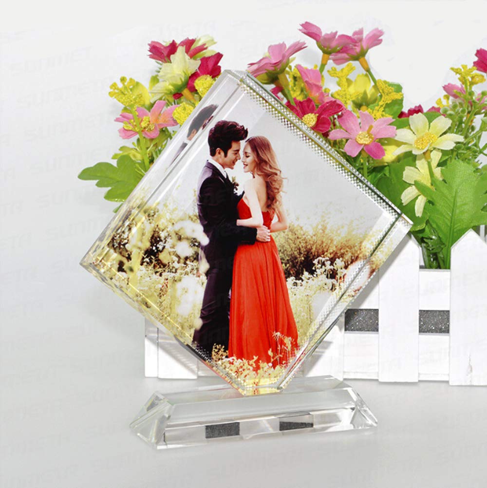 Personalized Crystal Glass Photo Frame - Custom Engraved DIY Plaque with Stand, Desktop Decor for Birthdays, Weddings & Holidays | Unique Valentine's Day, Christmas Gift Idea for Loved Ones | Perfect for Home, Office Display & Special Occasions