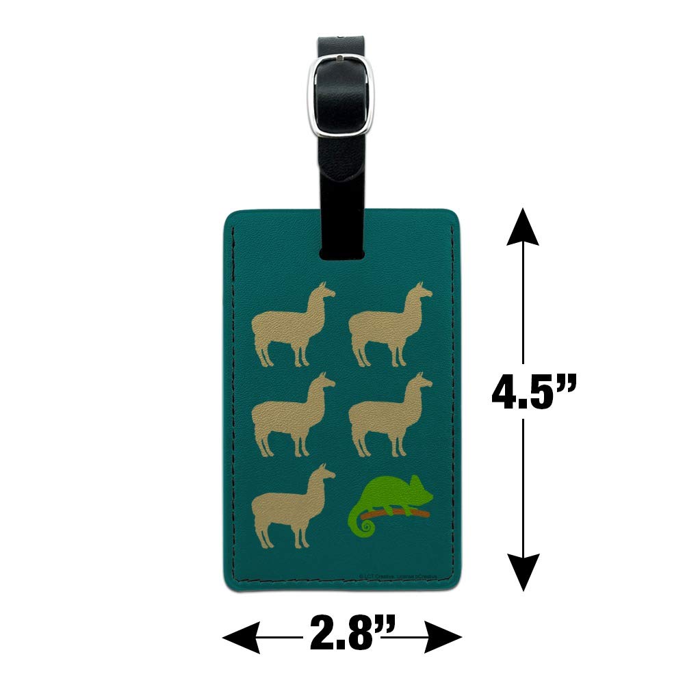 Funny Llama Chameleon Leather Luggage Tag - Rectangle Carry-On ID Tag for Suitcases, Backpacks & Travel Bags - Perfect for Vacation, Business Trips & Air Travel