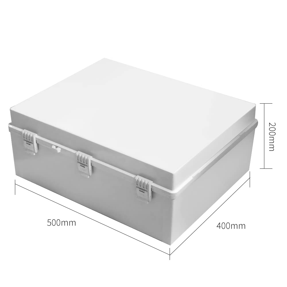 19.69 x 15.75 x 7.87 Inch Large Waterproof Outdoor Electrical Junction Box - Heavy Duty Plastic Enclosure with Cover for Electronics | Dustproof & Weatherproof Housing for Industrial, Solar Panel & Home Electrical Projects
