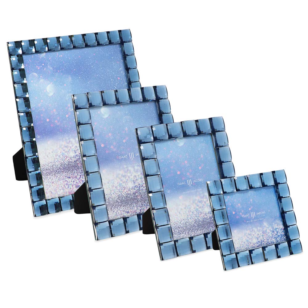Isaac Jacobs 4x6 Navy Blue Sparkling Jewel Photo Frame - Elegant Home Decor for Pictures, Wall Display & Gift Giving - Perfect for Weddings, Anniversaries & Family Memories