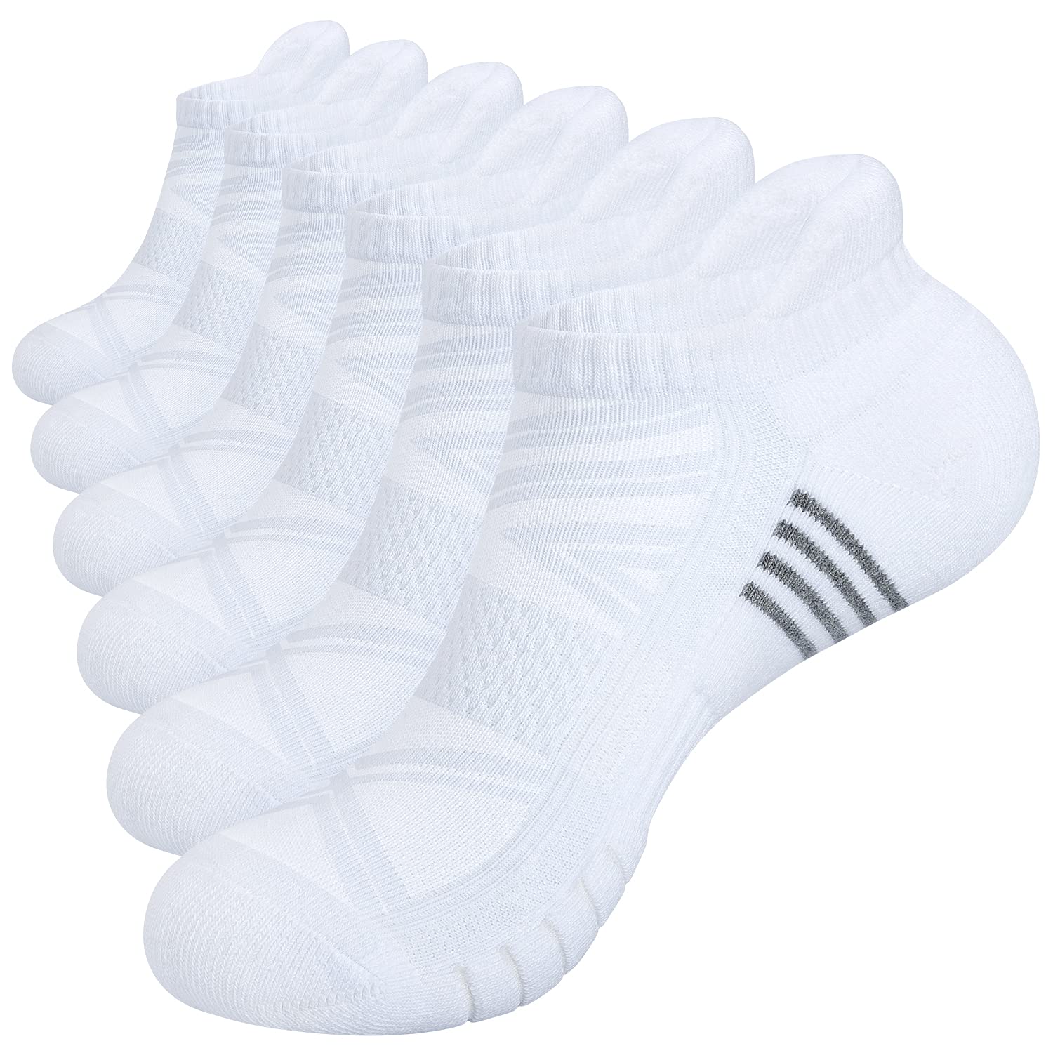 TANSTC Men's Athletic Running Socks - 6 Pairs Anti-Blister Cushioned Breathable Cotton Sports Socks for Jogging, Gym & Daily Wear