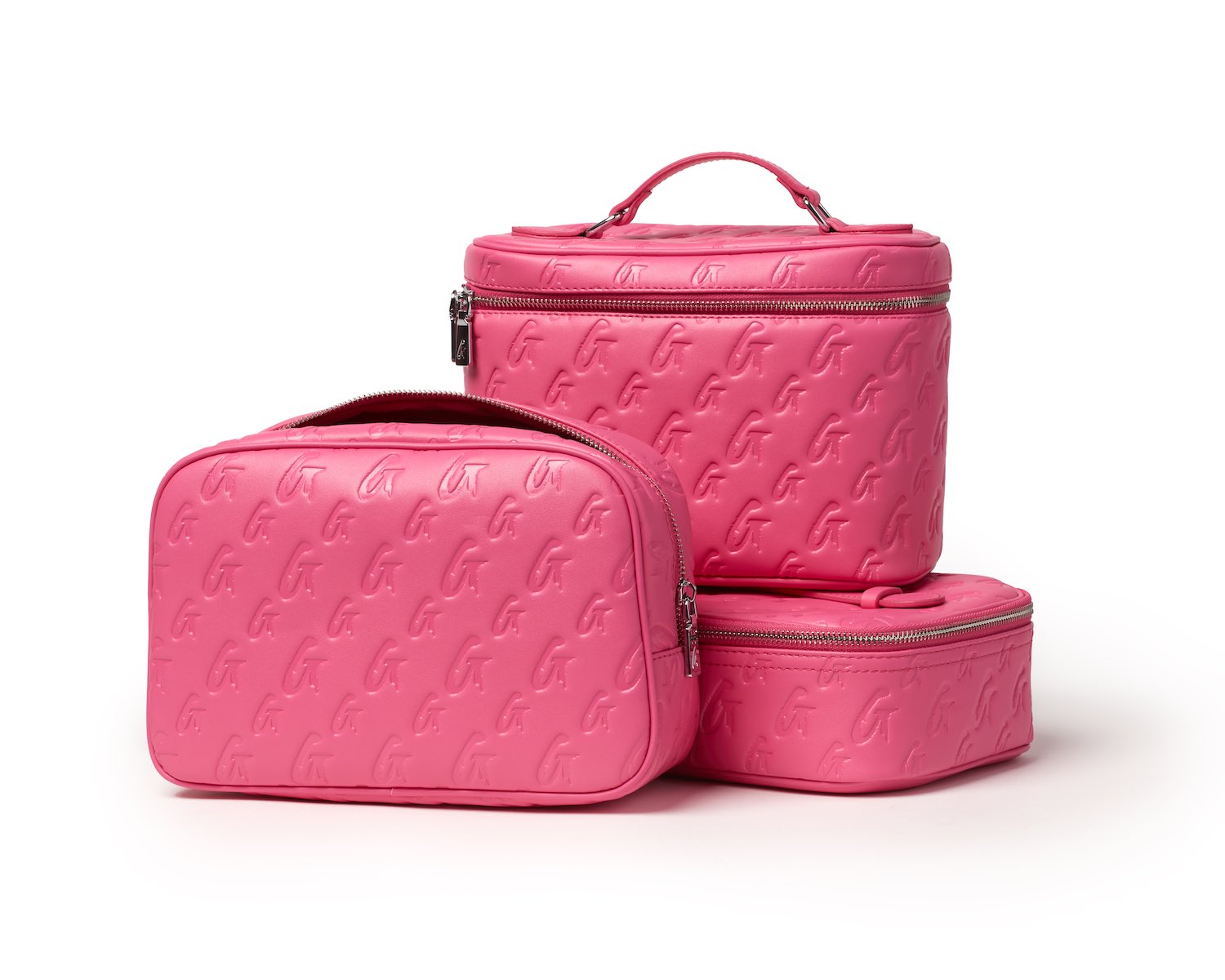MEDIUM MONOGRAM TOILETRY BAG - HOT PINK | Waterproof Travel Cosmetic Case for Women | Perfect for Gym, Vacation & Weekend Getaways