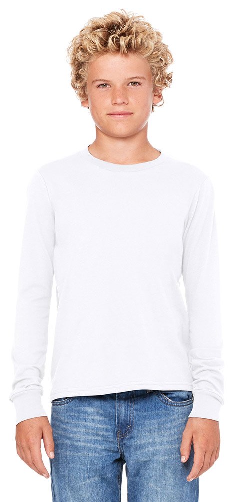 Bella Boys Jersey Long-Sleeve T-Shirt - Soft Cotton Comfort Fit White Tee for Kids - Perfect for School, Playdates & Casual Outings