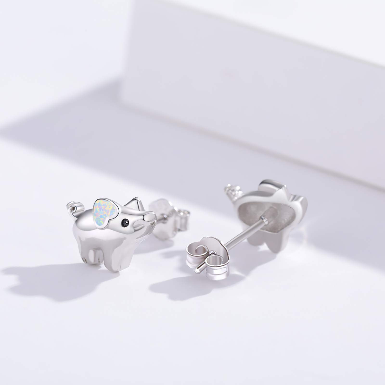 925 Sterling Silver Opal Pig Stud Earrings for Women - Hypoallergenic Sensitive Ears, Cute Small Fashion Jewelry Gifts for Teens - Perfect for Everyday Wear, Birthday Presents & Special Occasions