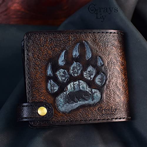 Genuine Leather Men's 3D Carved Biker Wallet - Handmade Tooled Airbrush Art Custom Personalized Wallet for Motorcycle Enthusiasts & Gift Giving