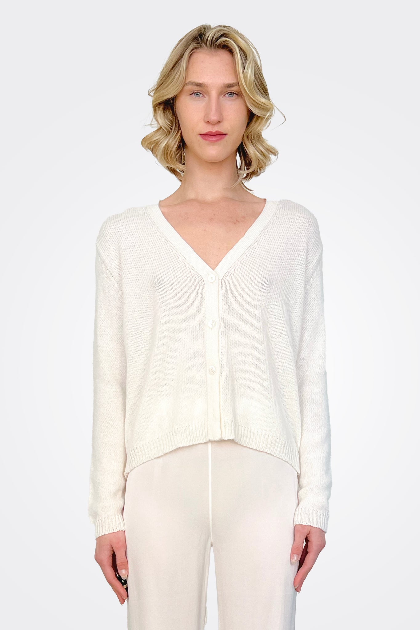 Luxury Soft Cashmere Cardigan for Women - White | Cozy Winter Sweater | Perfect for Office, Travel & Casual Wear