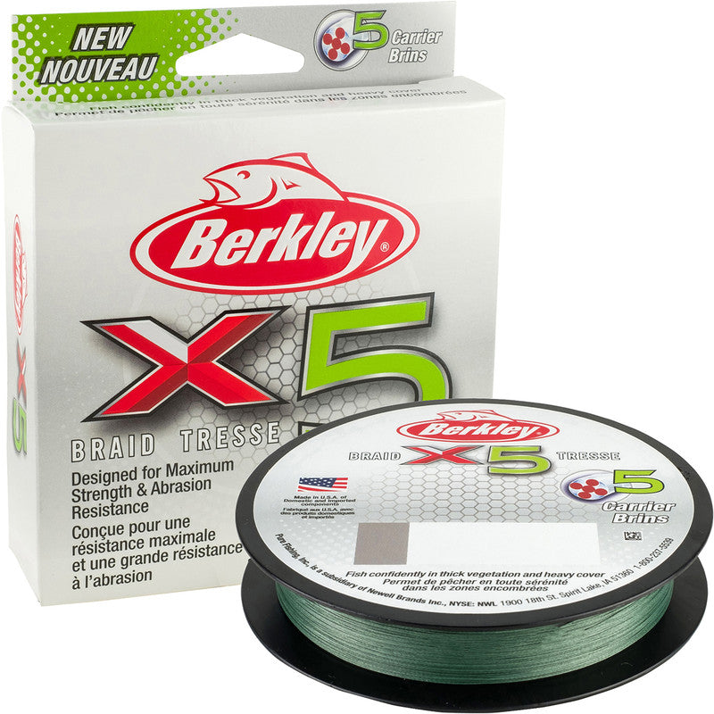 Berkley X5 Braid 5 Carrier High Strength Braided Fishing Line - Perfect for Saltwater, Freshwater, and Offshore Fishing