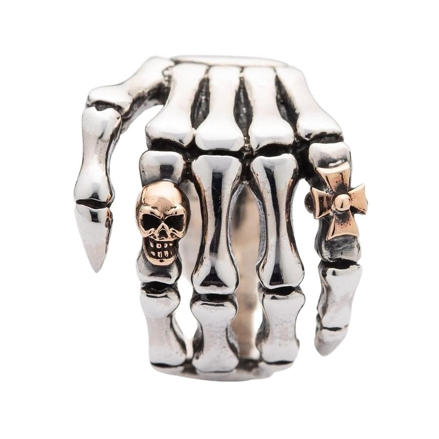 Gothic Skull Skeleton Hand Ring - Sterling Silver Jewelry for Men & Women - Perfect for Halloween, Punk Fashion, and Gothic Style Accessories