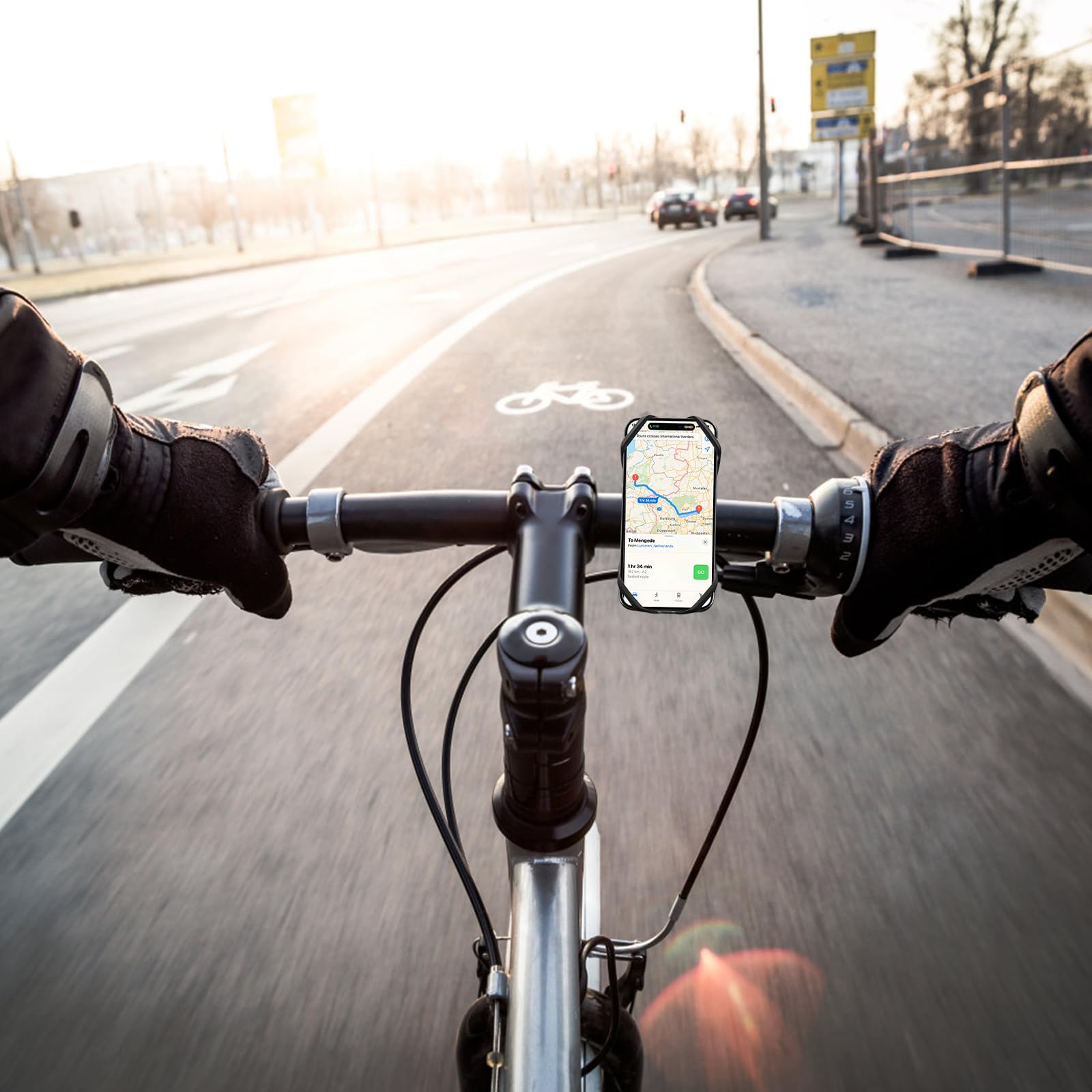 Focenat Adjustable Bike Phone Mount - Universal Silicone Motorcycle & Bicycle Phone Holder for iPhone & Android - Perfect for Cycling, Commuting & Outdoor Adventures
