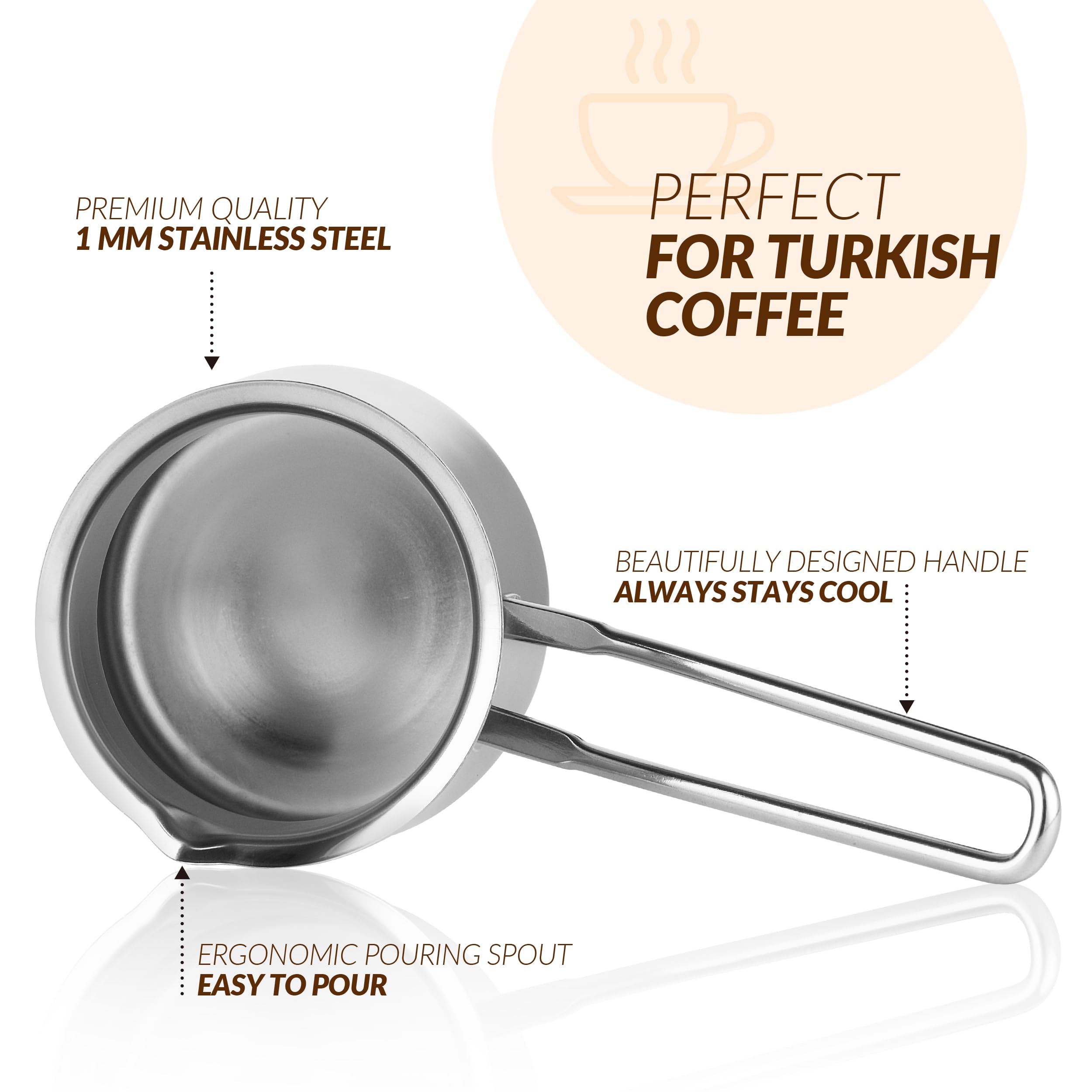 Premium Turkish Coffee Pot - 24oz Cezve Ibrik for Authentic Turkish, Greek, Arabic Coffee & Chai | Stovetop & Campfire Brewing | Perfect for Home, Office & Outdoor Use
