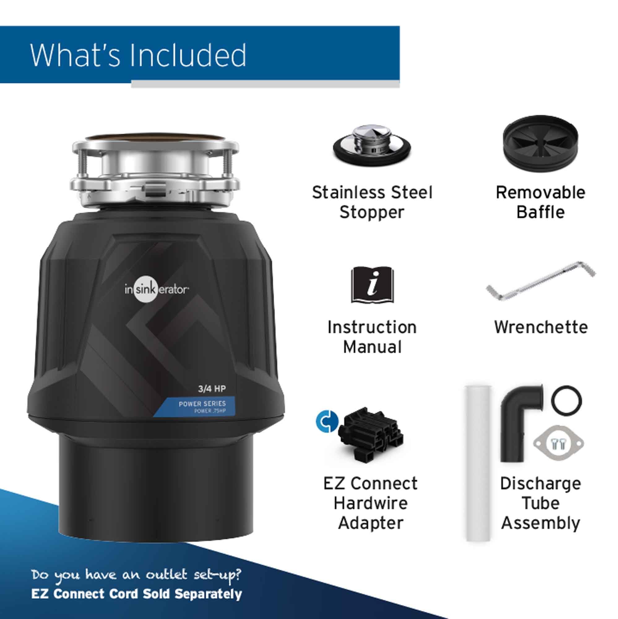 InSinkErator 0.75HP Garbage Disposal with EZ Connect - Continuous Feed Kitchen Waste Disposer for Sink - Perfect for Home Kitchen & Restaurant Use