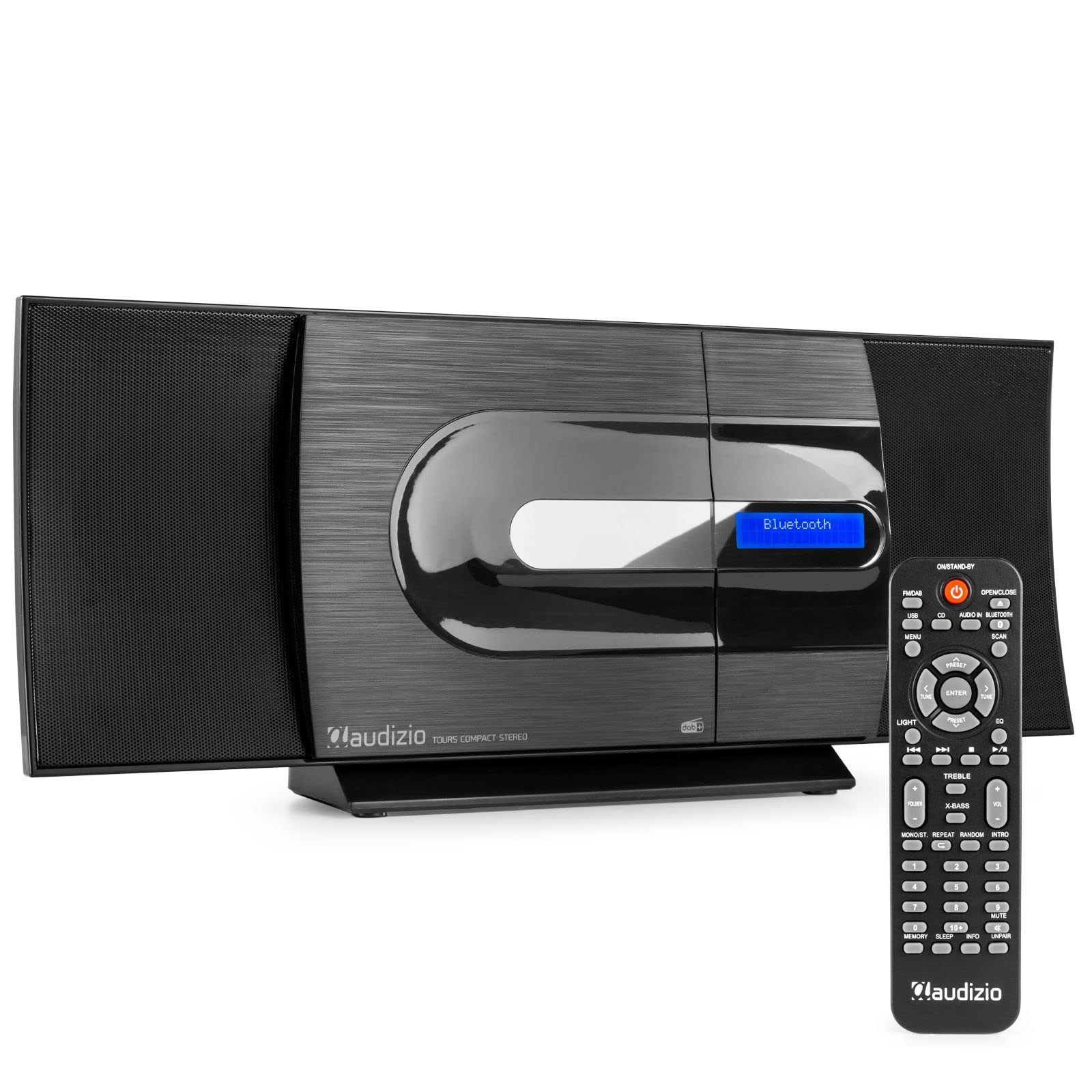 Audizio Tours Home HiFi Stereo System with Bluetooth, DAB+ Digital & FM Radio, USB MP3 Player, CD Player, Wall Mountable, Remote Control, 80W Output - Black | Premium Audio for Living Room, Bedroom & Home Entertainment