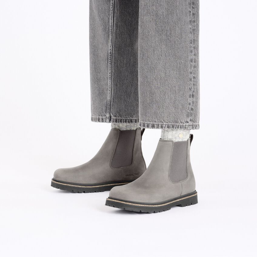 Birkenstock Women's Highwood Slip-On Mid Heel Sandals in Graphite - Comfortable Casual Shoes for Walking, Work & Everyday Wear