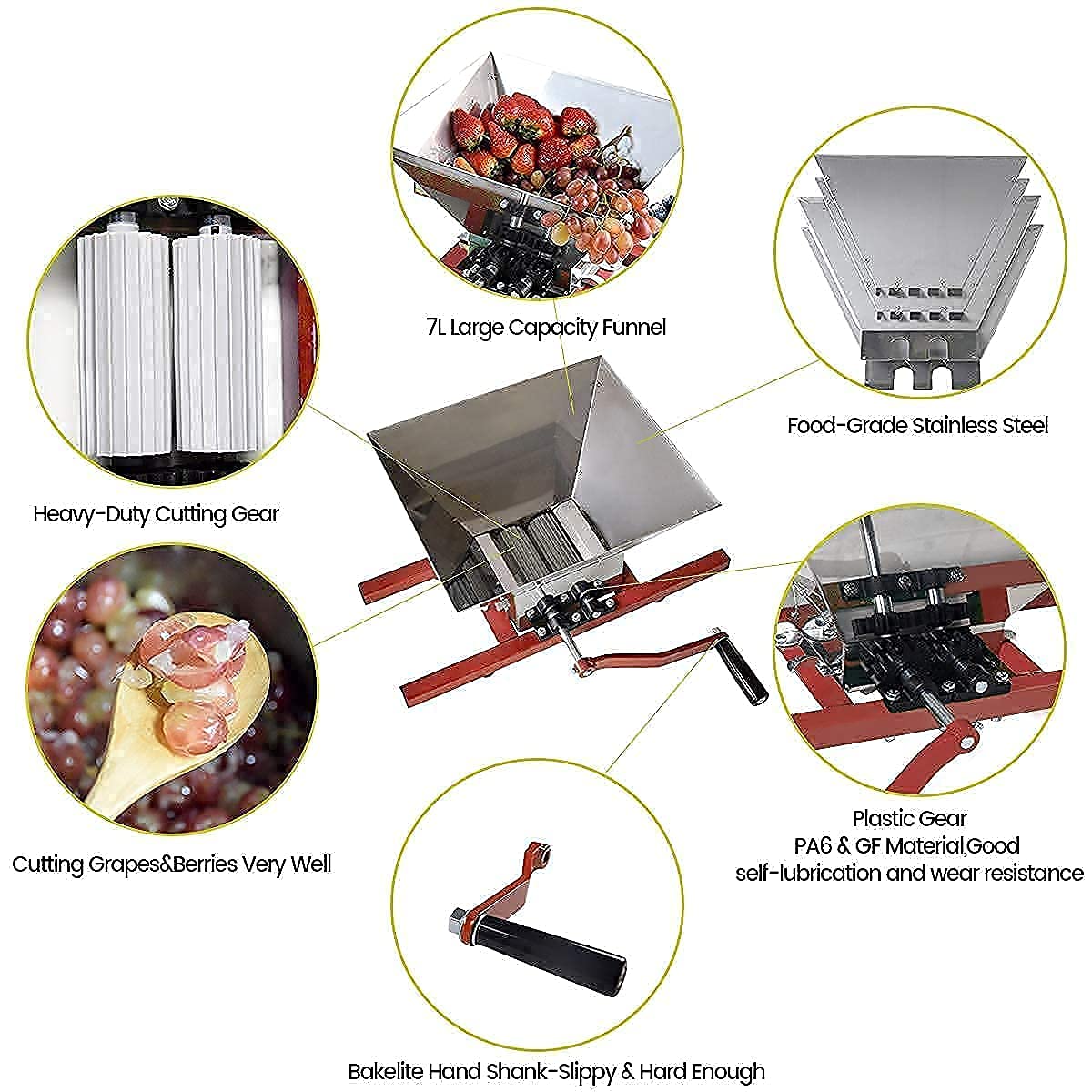 SQUEEZE Master Manual Cheese & Fruit Wine Press - 0.53 Gallon (2L) & 7L (1.8 Gallon) Capacity for Herb Tincture, Grape Crushing - Perfect for Home Winemaking, Cheese Making & Juice Extraction