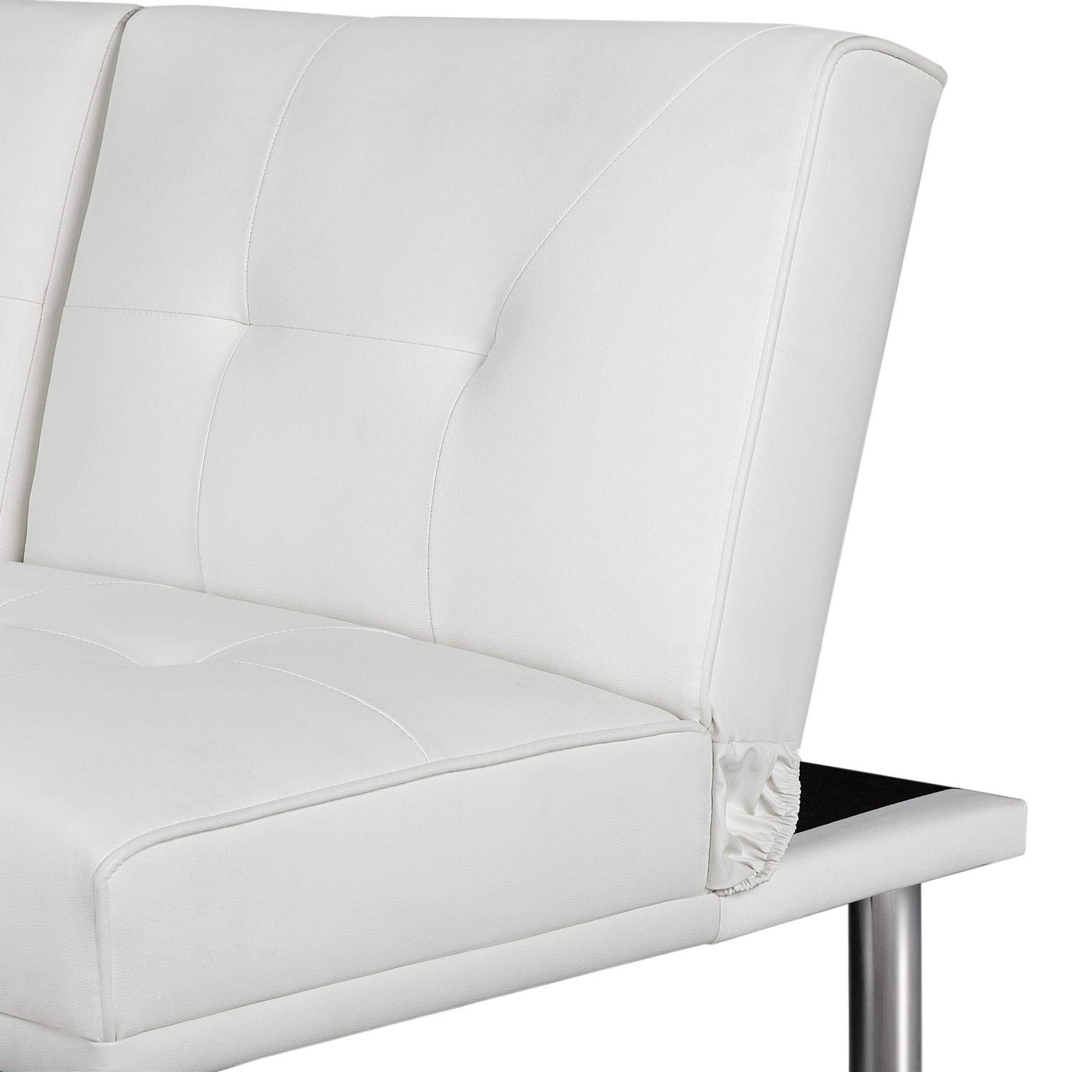 Topeakmart Adjustable Faux Leather Sofa Bed - Modern Convertible Futon Couch with Armrest & Recliner - White Home Furniture for Living Room, Guest Room & Small Spaces