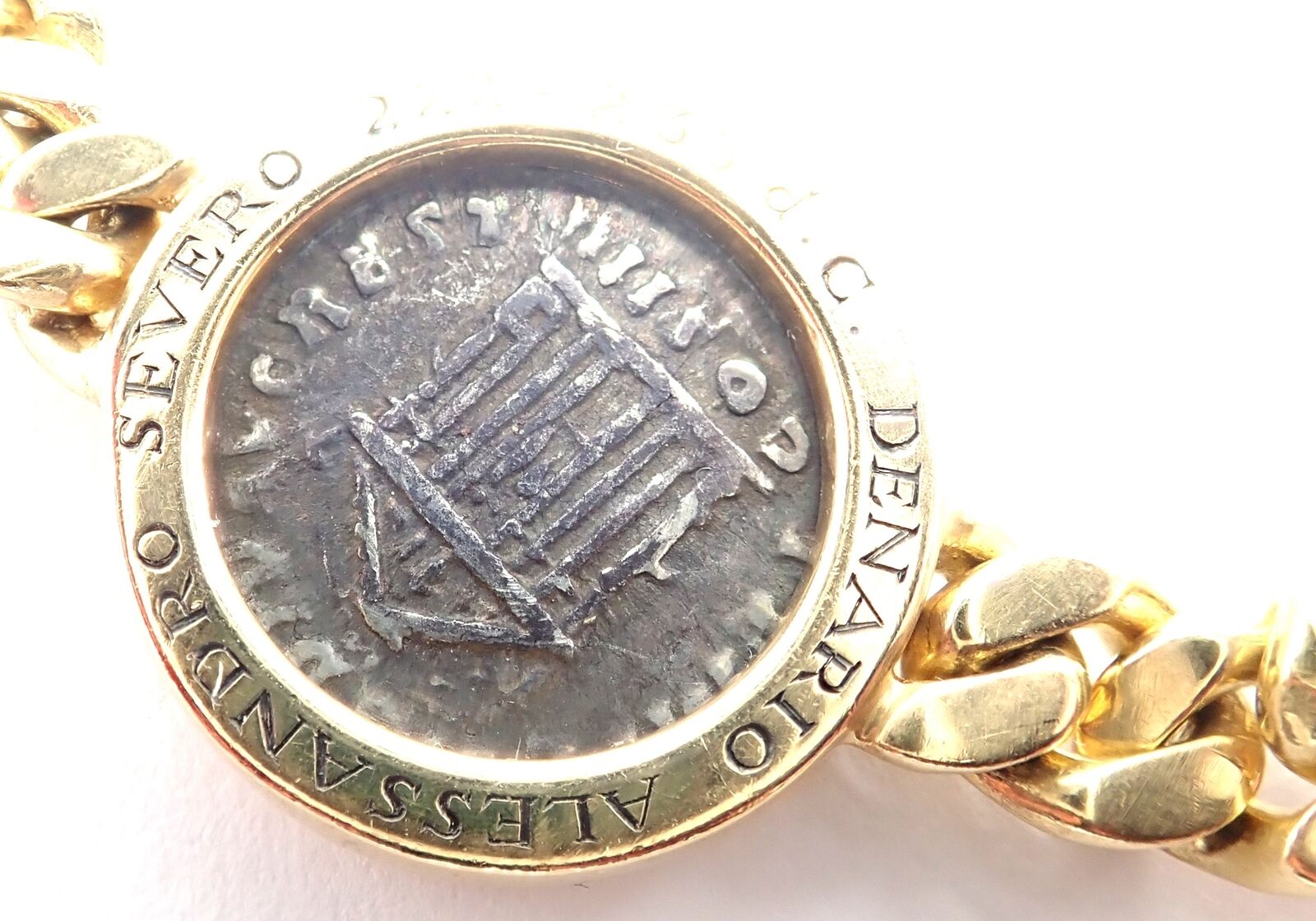 Vintage Bvlgari Bulgari 18k Yellow Gold 7 Antique Coin Monete Link Necklace - Luxury Italian Jewelry for Women, Perfect for Parties & Special Occasions