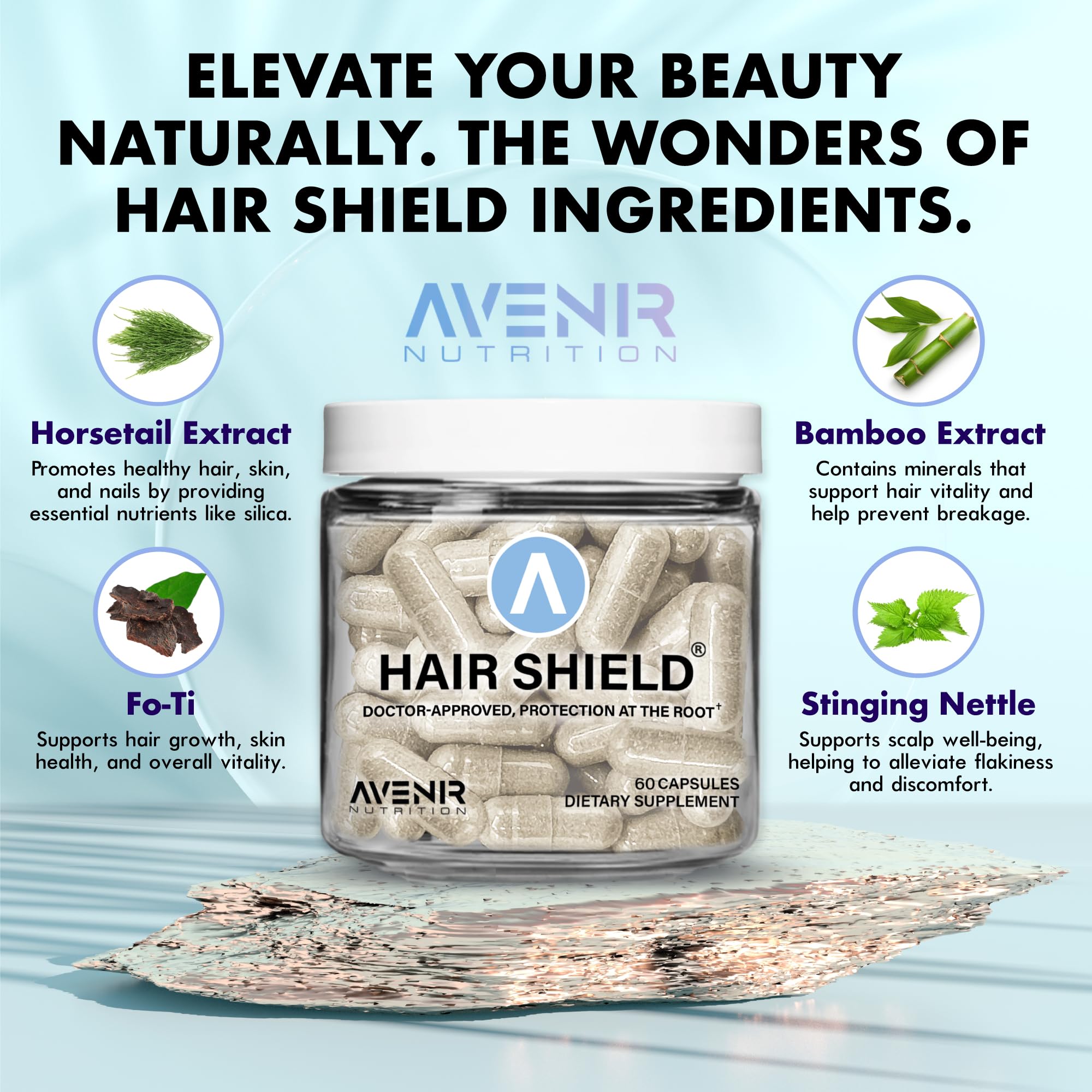Premium Hair Shield Vitamins for Hair Growth & Stronger Nails - Biotin Supplement with Calcium & Zinc for Women & Men - 60 Capsules - Supports Healthy Hair, Skin & Nails for Daily Beauty Care & Wellness Routine