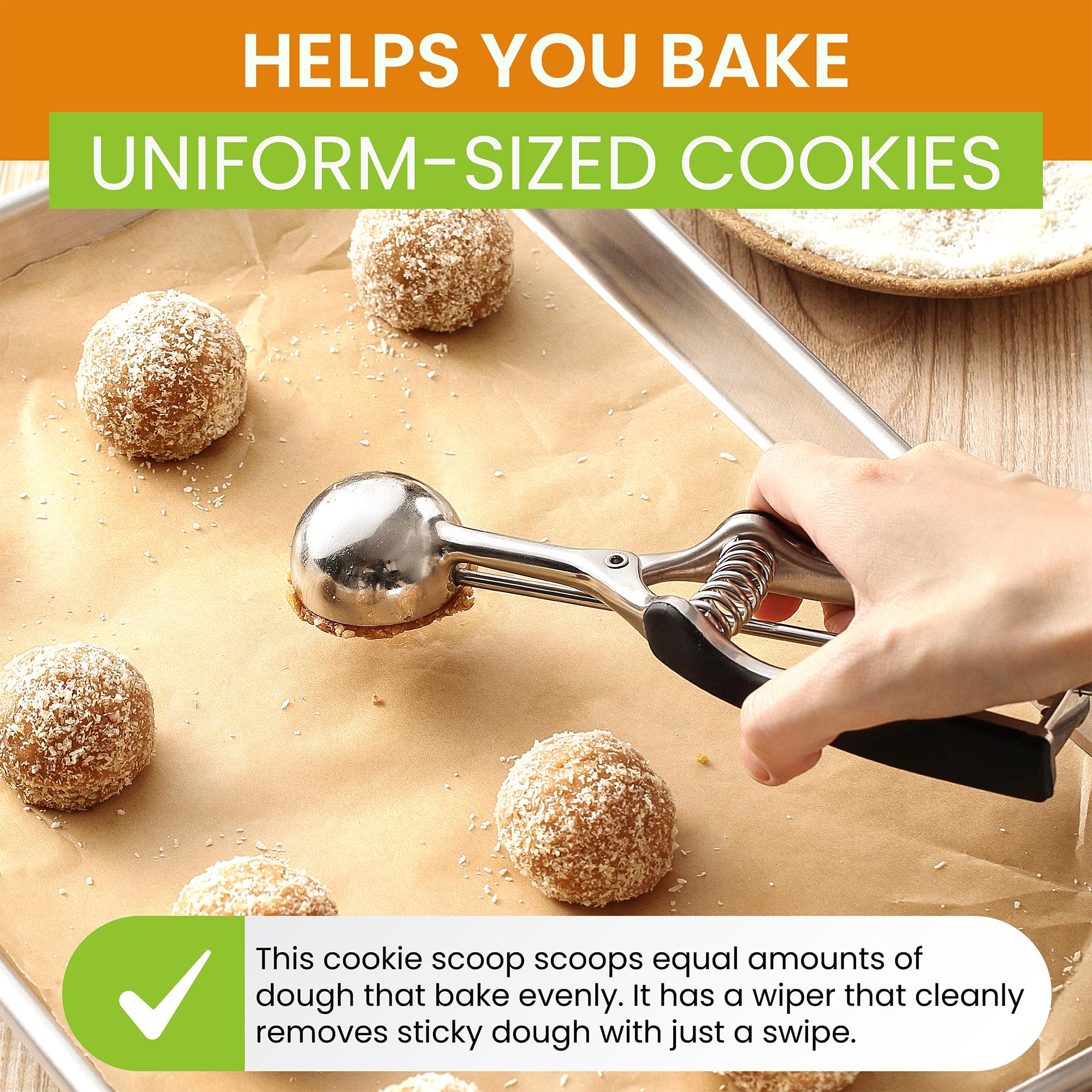 Spring Chef Medium #40 Stainless Steel Cookie Scoop - 1.7 Tbsp Baking Scooper with Trigger Release for Perfect Cookies, Cupcakes & Melon Balls | Dishwasher Safe Kitchen Tool for Home Bakers & Professional Chefs