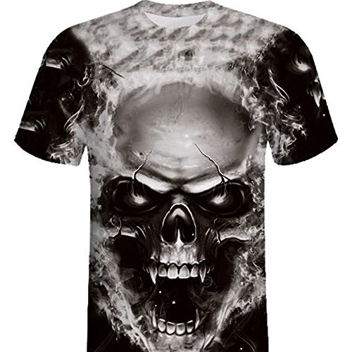 Big and Tall Men's Skull Print T-Shirt - Hip Hop Graphic Tee for Summer - Casual Short Sleeve Blouse Top for Streetwear & Music Festivals