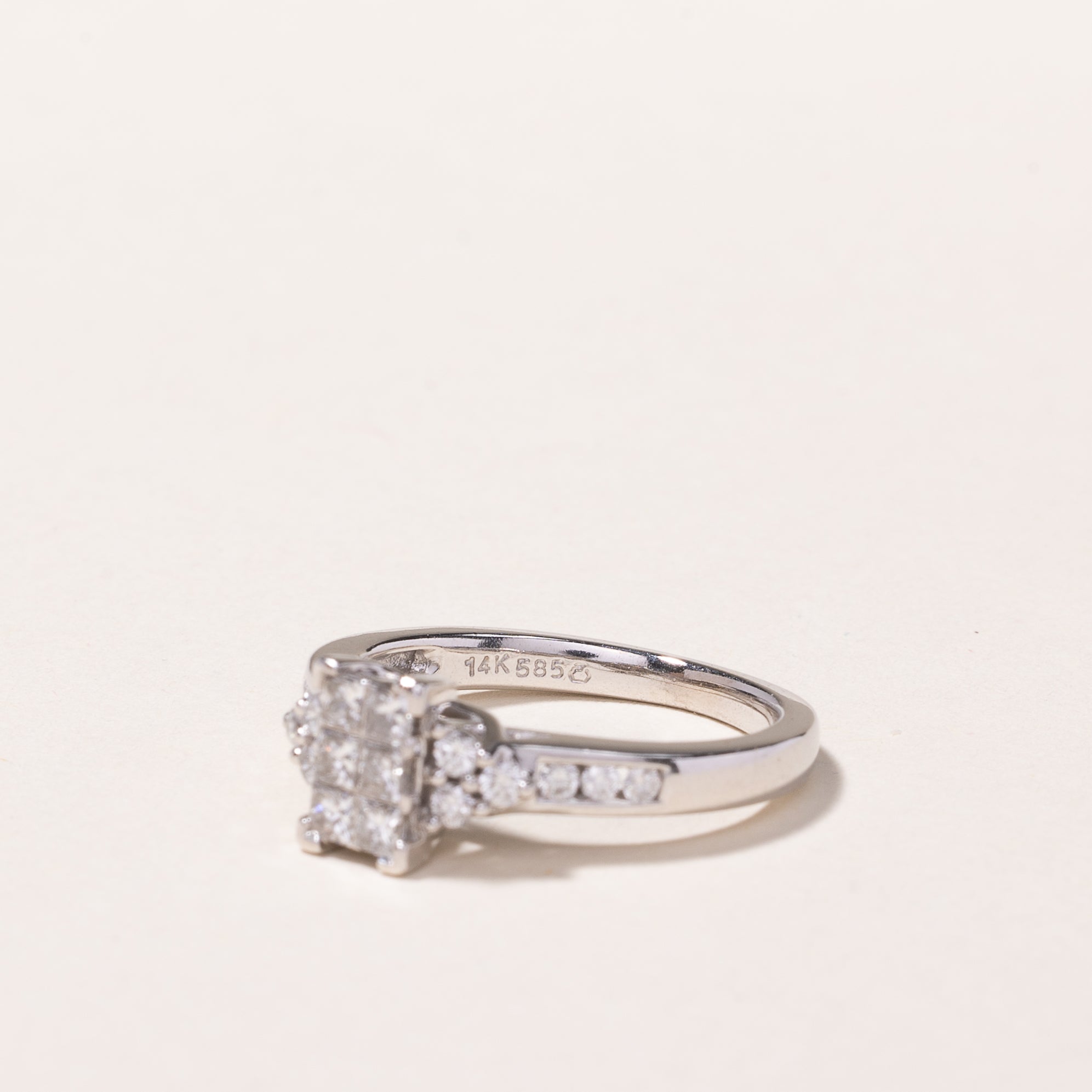 14K White Gold Princess Cut Diamond Illusion Ring - 0.48ctw Size 5 | Elegant Engagement & Wedding Band for Women | Perfect for Proposals, Anniversaries & Special Occasions