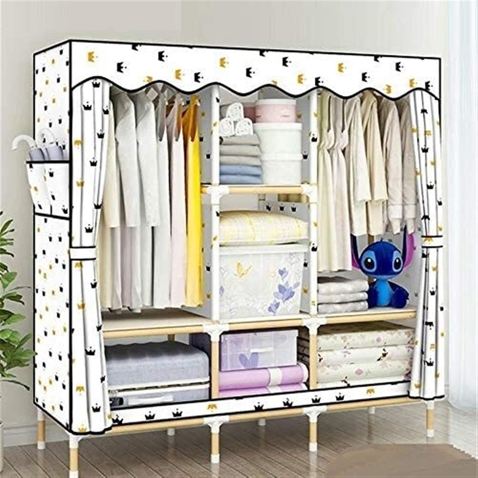 HAODAMAI Folding Wardrobe Closet - Space Saving Storage Cabinet for Bedroom, Kids Room & Nursery | Portable Clothes Organizer with Multiple Shelves | Perfect for Small Apartments, Dorms & Home Organization