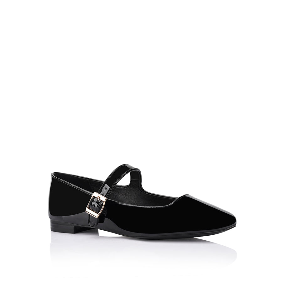 Eden Mary Jane Flats for Women - Black Patent Leather Shoes | Comfortable & Stylish Ballet Flats for Work, Office, and Casual Wear