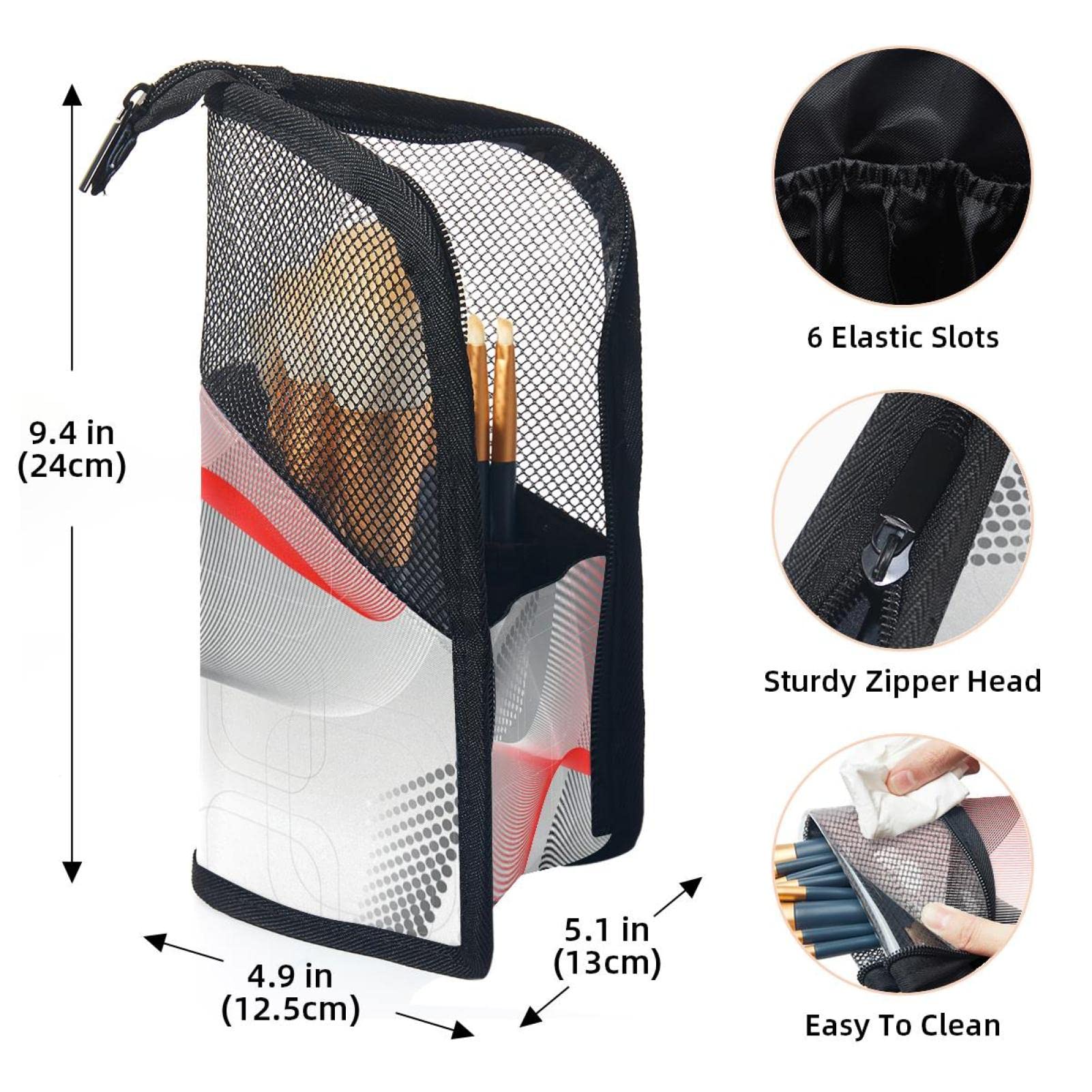12-Piece Makeup Brush Organizer Bag Set - Abstract Geometric Design Portable Holder Case for Travel & Home Vanity Storage | Perfect for Makeup Artists & Beauty Enthusiasts
