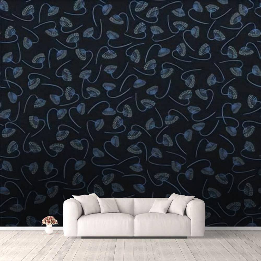 Modern 3D Indigo Blue Doodle Flower Seamless Pattern Sketchy Winter Floral Removable Wallpaper - Peel & Stick Wall Stickers for Living Room, Bedroom, TV Background - Perfect for Home Decor, Nursery, Office & Rental Spaces