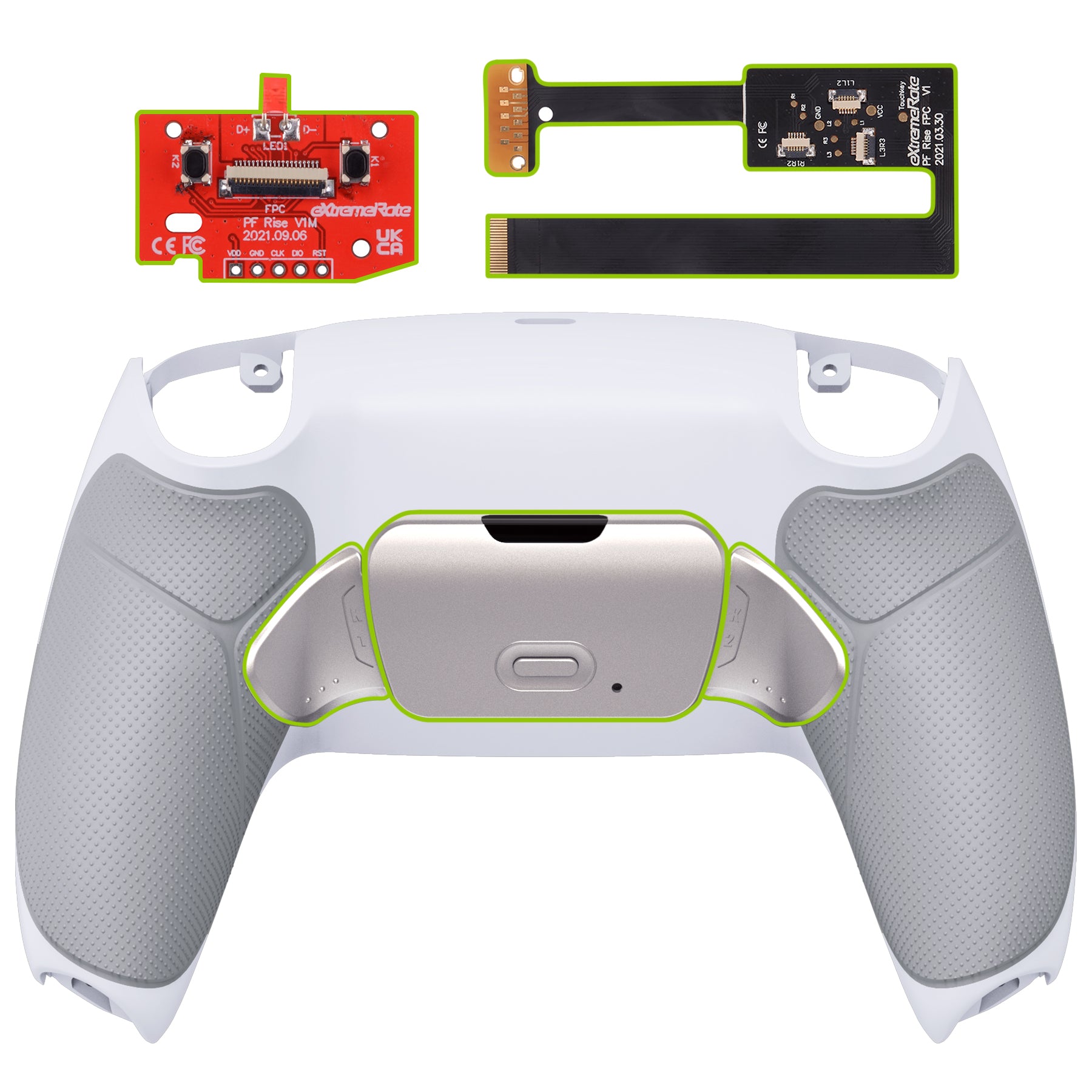eXtremeRate Silver Real Metal Buttons (RMB) Version RISE 2.0 Remap Kit for PS5 Controller BDM-010/020 - Rubberized Gray (XPFJ7006) | Premium Customization for Enhanced Gaming Performance | Perfect for Competitive Gaming & PS5 Controller Modding