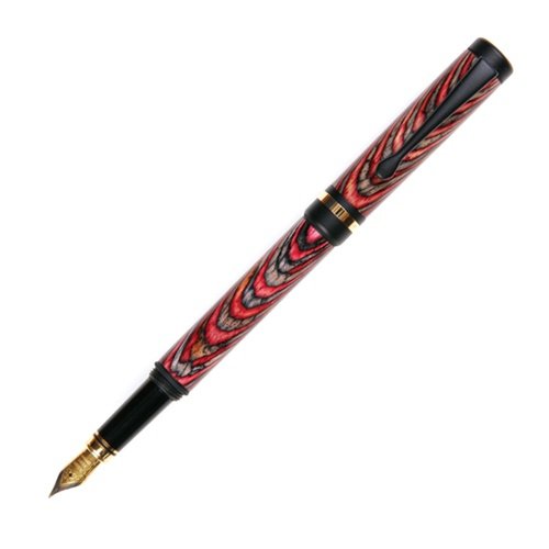 Lanier Classic Fountain Pen - Black Enamel with Night Fire Color Grain - Luxury Writing Instrument for Professionals, Gifts & Calligraphy