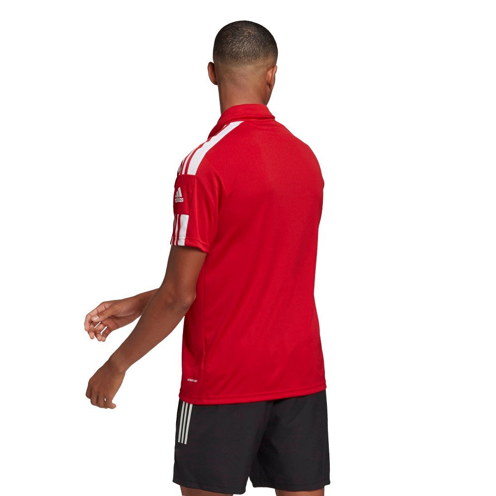 Adidas Adult Squadra 21 Polo Shirt for Men - Breathable Performance Golf & Casual Wear (Red/White) - Perfect for Sports, Work & Everyday Outfits