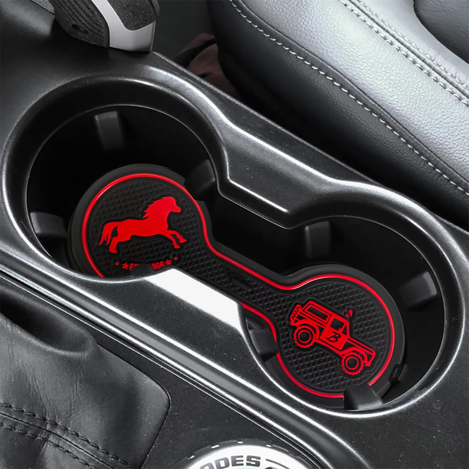 **Ford Bronco 2021-2024 Cup Holder Coaster (Excluding Sport) - Silicone Drink Mat, Car Accessories, Non-Slip Beverage Pad (Red) - Perfect for Coffee, Soda & Water in Your SUV**