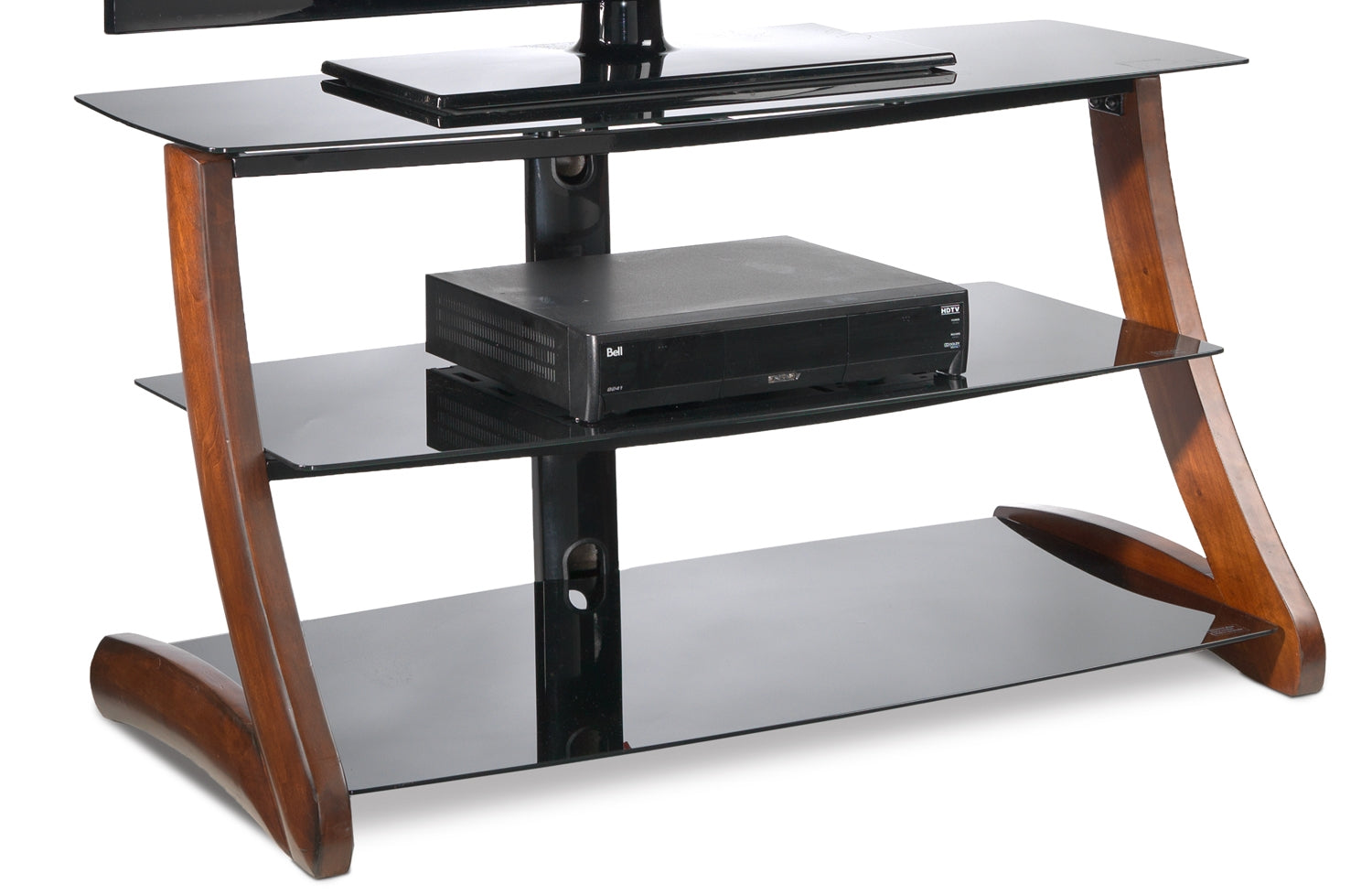 Astrix 50 Inch TV Stand for Flat Screen - Modern Black & Brown Entertainment Center with Storage Shelves - Perfect for Living Room, Bedroom & Home Theater Setup