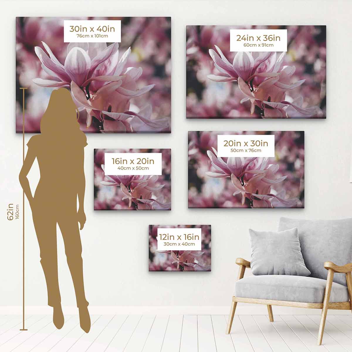 Purple Magnolia Wall Art Canvas Print - Modern Floral Home Decor for Living Room, Bedroom & Office | Ready to Hang