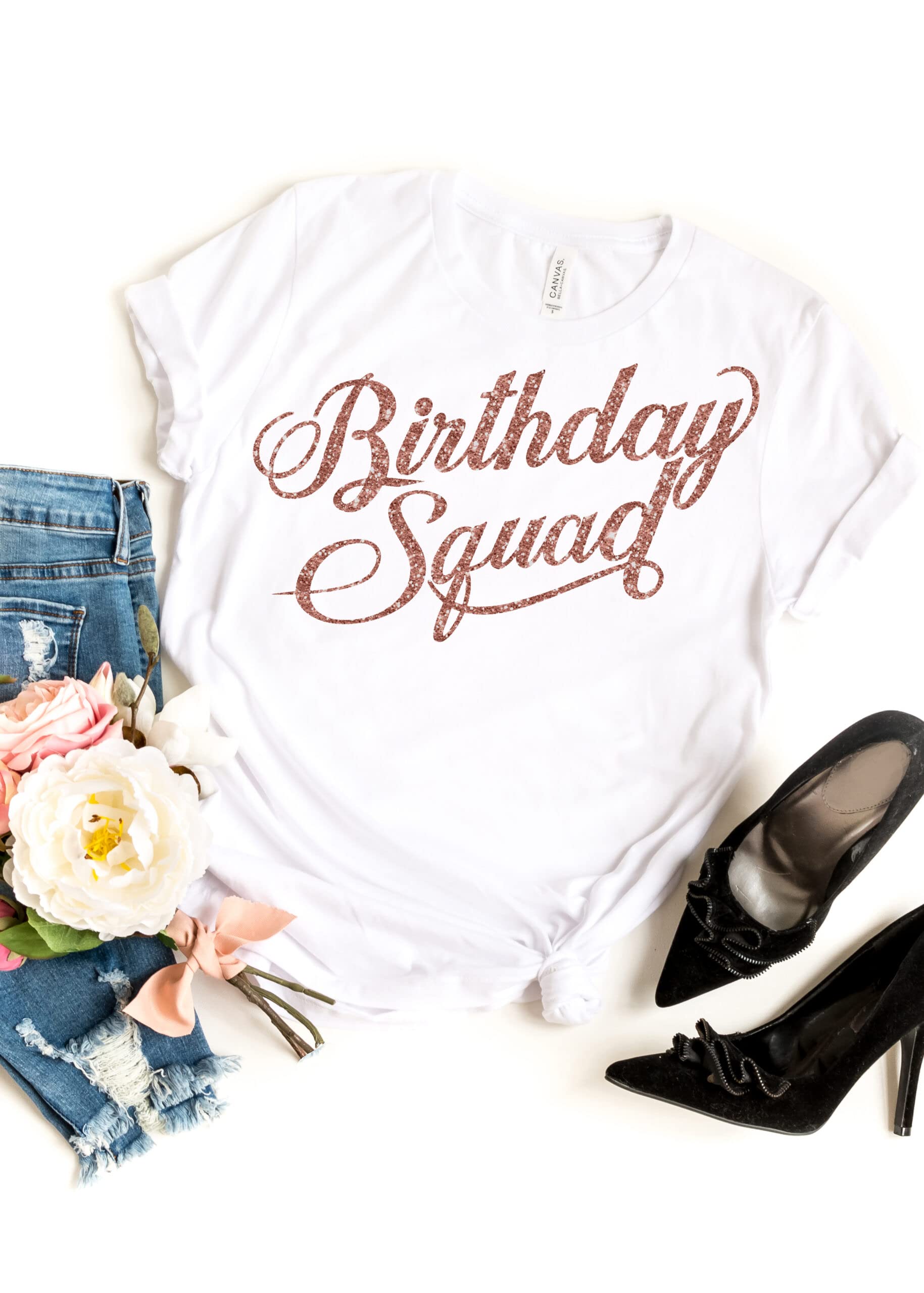 Rhinestone Sash Birthday Shirts for Women & Girls - Sparkling Rose Gold Sequin Party Tops - Perfect for Birthday Celebrations, Bachelorette Parties & Special Occasions