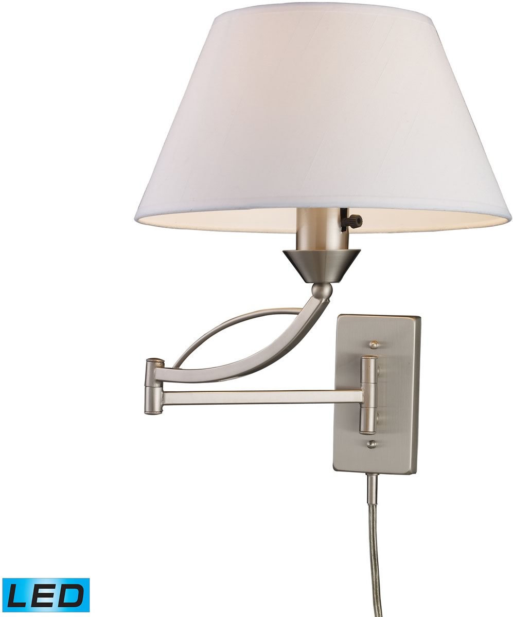 12W Elysburg LED Swing Arm Wall Sconce Light Fixture in Satin Nickel - Perfect for Bedroom, Living Room, and Hallway Lighting